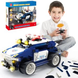 Building Toys – Stem Toys Compatible with Lego for Kids Age 8+ – 302 Pcs Building Kits Remote Control Car – RC Cars Birthday Gifts for Kids – Wise Block Off-Road Police Car (389046A)