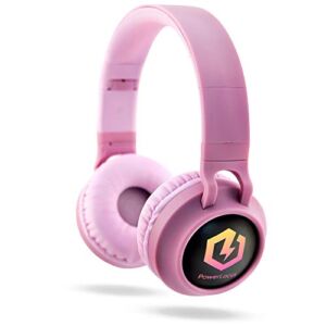 PowerLocus Bluetooth Headphones for Kids, Wireless Bluetooth Headphones, Kid Headphones Over-Ear with LED, Foldable Headset with Mic,Volume Limited, Wireless/Wired Headphone for Phones,Tablets,Laptop