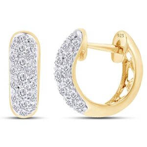 SAVEARTH DIAMONDS 1/2 ct. t.w Round Cut Lab Created Moissanite Diamond Three Row Huggie Hoop Earrings In 14k Yellow Gold Over Sterling Silver (G-H Color, VVS1 Clarity, 0.50 Cttw)