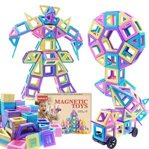 100Pcs Magnetic Blocks, Magnet Toys for 3 4 5 6 7 Year Old Boys Girls, Magnetic Tiles, Learning Educational STEM Toys for Toddlers 1-3, 3-5, 4-8, Building Blocks for Kids Ages 3+ Birthday Gifts