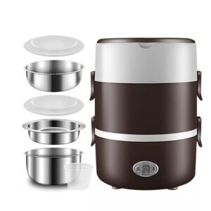 GPPZM Electric Heating Lunch Box Mini Steamer Cooking Rice Cooker Home School Office Meal Food Warmer Container Heater