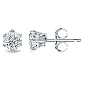 Moissanite Diamond Stud Round Cut White Gold Plated Sterling Silver Hypoallergenic (3.0mm (0.22ct))