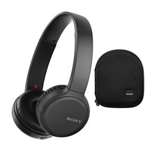Sony WH-CH510 Wireless Bluetooth On-Ear Headphones (Black) with USB-C Charging and Built-in Microphone with Knox Gear Hard-Shell Case Bundle (2 Items)