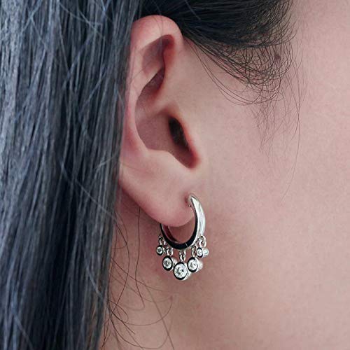 DovEggs 14K White Gold Post 1.16ct 4mm G-H-I Color Cut Moissanite Hoop Sterling Silver Earring for Women | The Storepaperoomates Retail Market - Fast Affordable Shopping