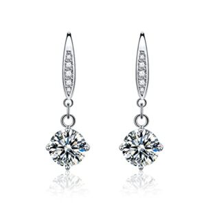 925 Sterling Silver Brilliant Lab Created Moissanite Earrings for Women Gilrs (style 4)