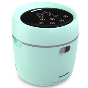 Mishcdea Small Rice Cooker 3-Cup Uncooked, Mini Rice Cooker Ceramic Nonstick for 1-2 People, Multi Menus with Smart Touch Screen, Timer & Warmer, for Quinoa, Oats and Grains, Aqua