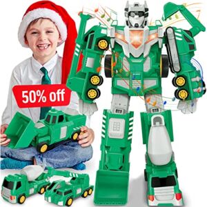 Laradola Toys for 3 4 5 6 7 8 Year Old Boys – Transform Robot Kids Toys Cars | STEM Building Toddler Toys for Kids Ages 4-8 | 5 in 1 Construction Toys Christmas Birthday Gifts for Boy Girls Kids