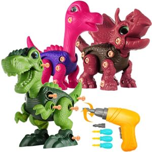 Alyfini Dinosaur Toys Kids Toy for 8,7,6,5,4 Year Old, Take Apart Dinosaur Toys Stem Educational Construction Building Toys for Kids with Electric Drill, Birthday Gifts for Toddlers Boys Girls Age 3-5