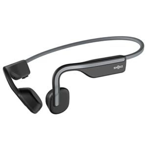 Shokz OpenMove – Open-Ear Bluetooth Sport Headphones – Bone Conduction Wireless Earphones – Sweatproof for Running and Workouts, with Sticker Pack (Grey)