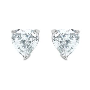 1.0 Ct – 2.0 Ct Heart Cut Moissanite Stud Earrings, Moissanite Heart Diamond Earring Screw Backs, 14k Gold Stud Earrings for Women (1.0 Ct [5.0mm *2], 925 Silver)