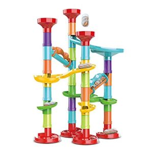 Marble Run Set Building Blocks Glass Marbles for Kids Ages 4-8 Girls Boys Toys STEM Maze Educational Race Game Birthday Gifts