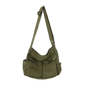 HUALEENA Canvas Crossbody Bag for Women Large Messenger Bags Travel Shoulder Bag Multi-pocket