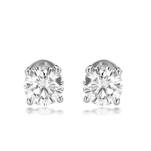 DovEggs 14K White Gold Post 4ct 8mm G-H-I Color Cut Moissanite Stud Earring Push Back Sterling Silver for Women | The Storepaperoomates Retail Market - Fast Affordable Shopping