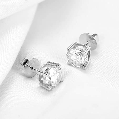 DovEggs 14K White Gold Post 4ct 8mm G-H-I Color Cut Moissanite Stud Earring Push Back Sterling Silver for Women | The Storepaperoomates Retail Market - Fast Affordable Shopping