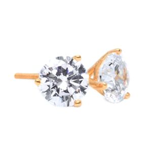 1.0 Ct – 4.0 Ct Martini Style Moissanite Stud Earrings, Round Moissanite Diamond Earring Screw Backs, 14K Gold Stud Earrings for Women (4 Ct. [8.0mm *2], 14k Rose Gold)