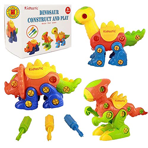 Kidtastic Dinosaur Toys, STEM Learning (106 pieces), Take Apart Fun (Pack of 3), Construction Engineering Building Play Set For Boys Girls Toddlers, Best Toy Gift Kids Ages 3yr – 6yr, 3 Years and Up | The Storepaperoomates Retail Market - Fast Affordable Shopping