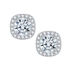 Halo Moissanite Stud Earrings for Women, 1ct D Color VVS1 Clarity Brilliant Round Cut Moissanite Earrings Hypoallergenic Solid S925 Sterling Silver Moissanite Diamond Earrings for Women Jewelry Gifts Halo Moissanite Stud Earrings for Women, 1ct D Color VV