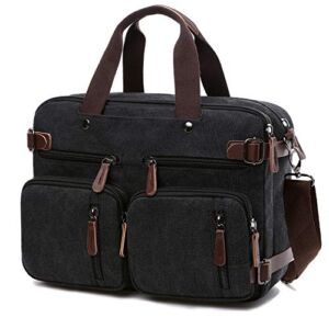 3 in 1 Convertible Laptop Backpack, 17.3 inch Messenger Bag for Men, Multi-Functional Travel Laptop Bag for College School Men Women (17.3 Inch, Black)