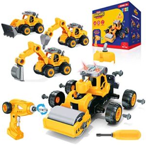 USA Toyz Lil Builders Take Apart Construction Toy for Kids – 4-in-1 Take Apart Truck with Drill, 34pc RC Truck STEM Toy Construction Vehicle Building Take Apart Toys with Electric Drill Remote Control