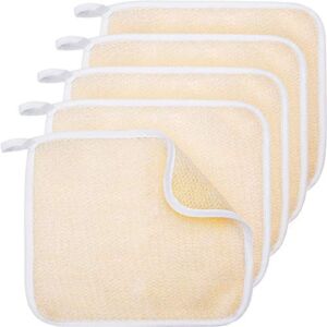 5 Pack Exfoliang Face and Body Wash Cloths Towel Soft Weave Bath Cloth Exfoliating Scrub Cloth Massage Bath Cloth for Women and Man (5 Pack Two Sides Exfoliating Cloth)