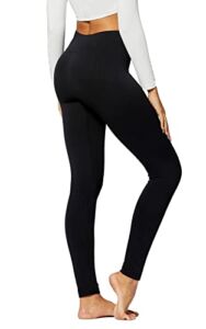 Premium Women’s Fleece Lined Leggings – High Waist – Regular and Plus Size – 20+ Colors -Black – Large – X-Large