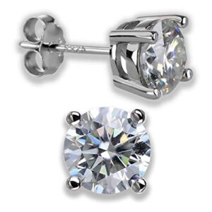 Moissanite Earrings Created Diamond Sterling (0.60 CTW (0.30 Ct Each) Round)