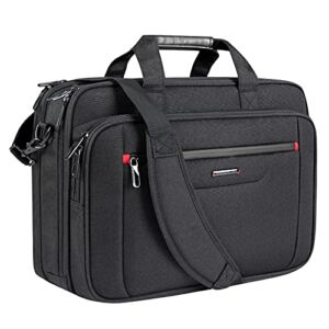 VANKEAN Laptop Briefcase Premium Laptop Case Fits Up to 17.3 Inch Business Shoulder Bag Laptop Expandable Water-Repellent Messenger Bag for Men/Women Computer Bag for Travel/Business/School-Black