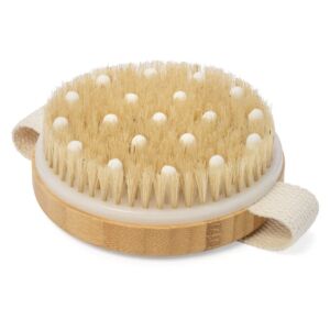CSM Dry Body Brush for Beautiful Skin – Solid Wood Frame & Boar Hair Exfoliating Brush to Exfoliate & Soften Skin, Improve Circulation, Stop Ingrown Hairs, Reduce Acne and Cellulite