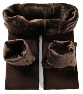 SALSPOR Warm Winter Fleece Lined Leggings Women Soft High Waist Velvet Elastic Thick Thermal Tights(Coffee,L)