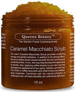 Caramel Coffee Body Scrub – Moisturizing and Softening with Nourishing Body Oils -Exfoliating Salt Scrub For Body – Win Against Aging, Acne, Eczema, Psoriasis & Dead Skin Scars- 10 oz