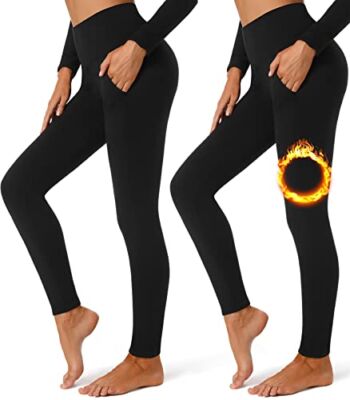 FULLSOFT 2 Pack Fleece Lined Leggings with Pockets for Women High Waisted Thermal Winter Yoga Pants for Workout Running(Black,Black(2 Pack),Large-X-Large) | The Storepaperoomates Retail Market - Fast Affordable Shopping