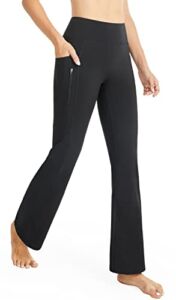 AFITNE Fleece Lined Pants Women Flare Leggings Sweatpants Bootcut Yoga Pants High Waisted Winter Warm Thermal Pants with Pockets-Black-M