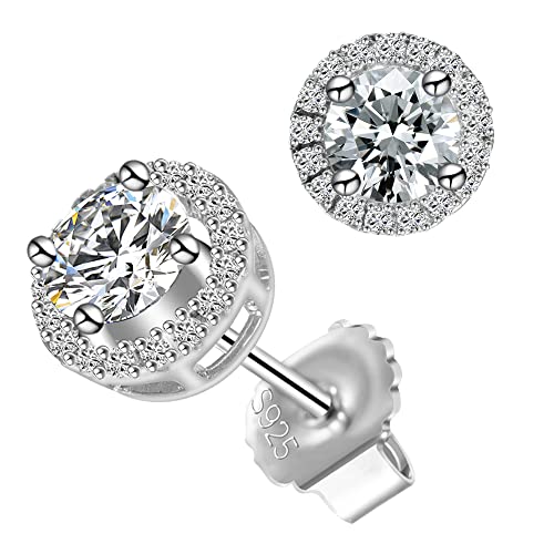 Moissanite Stud Earrings 1ct DF Color Lab Created Diamond Cut Earrings 18K White Gold Plated VVS1 for Women Men Hypoallergenic | The Storepaperoomates Retail Market - Fast Affordable Shopping