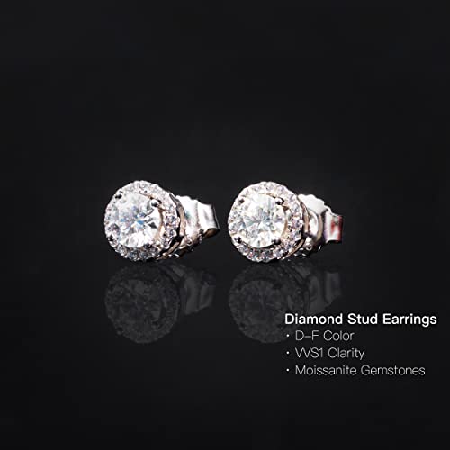 Moissanite Stud Earrings 1ct DF Color Lab Created Diamond Cut Earrings 18K White Gold Plated VVS1 for Women Men Hypoallergenic | The Storepaperoomates Retail Market - Fast Affordable Shopping