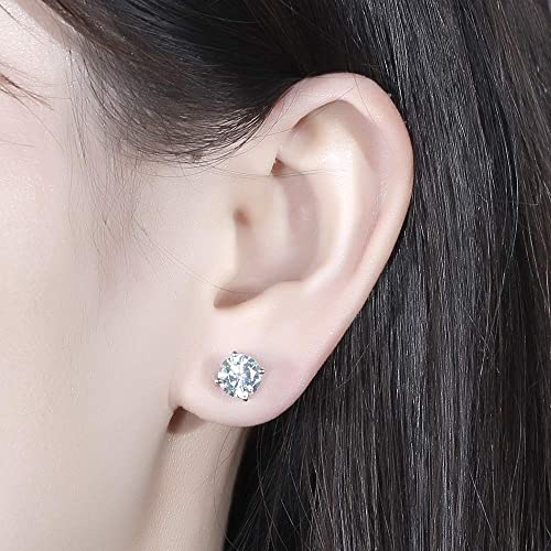 DovEggs 10K White Gold Post 2CTW 6.5MM Lab Grown Moissanite Stud Earrings Sterling Silver Push Back for Women | The Storepaperoomates Retail Market - Fast Affordable Shopping