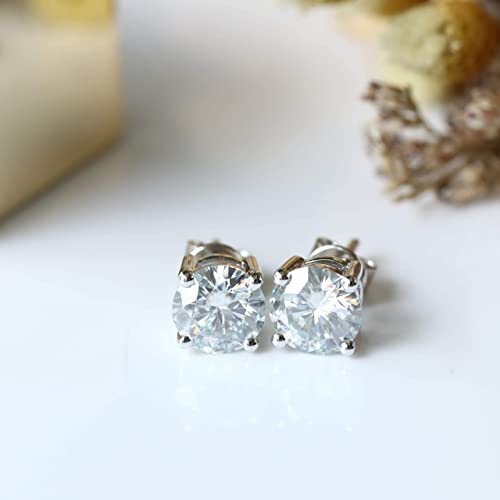 DovEggs 10K White Gold Post 2CTW 6.5MM Lab Grown Moissanite Stud Earrings Sterling Silver Push Back for Women | The Storepaperoomates Retail Market - Fast Affordable Shopping