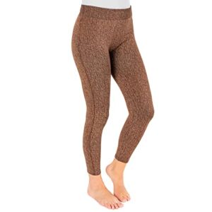 MUK LUKS Women’s Fleece-Lined Faux Denim Leggings, Brown, Medium/Large
