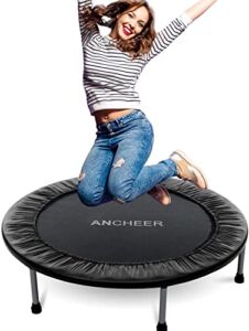 ANCHEER Rebounder Trampoline 38 Inch for Adults and Kids, Foldable Mini Fitness Rebounder Trampoline with Safety Pad for Indoor Garden Workout Cardio Training Max Load 220lbs