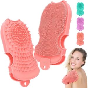 Exfoliating Silicone Body Scrubber – Shower Body Brush with Two Sides – Body Exfoliator Brush for Massage and Foam