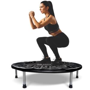 BCAN 38″ Foldable Mini Trampoline, Fitness Trampoline with Safety Pad, Stable & Quiet Exercise Rebounder for Kids Adults Indoor/Garden Workout Max 300lbs – Black
