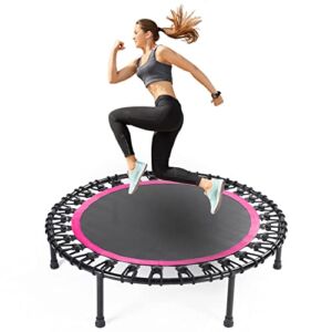 Rebounder Trampoline for Adults,40 inch Mini Trampoline, Bungee Rebounder Exercise Trampoline for Adults Fitness -Pink