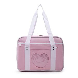 CHERRY SAUCE Large Ita Bag Heart Messenger Japanese School Bag Kawaii Anime Shoulder Handbags for Cosplay (CS2101-Pink)