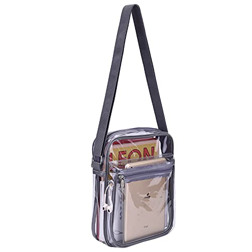 Clear Messenger Bag for Work & Business Travel for Men & Women,Stadium Approved ，Cross-Body Shoulder Bag (Grey) | The Storepaperoomates Retail Market - Fast Affordable Shopping