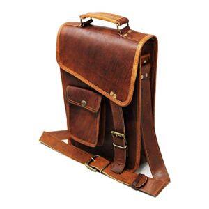 13″ leather messenger bag laptop case office briefcase gift for men computer distressed shoulder bag