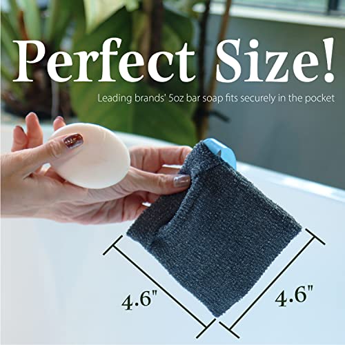myHomeBody Soap Pocket Squares Exfoliating Soap Saver Pouch | Body Scrubber, Exfoliator Sponge for Bath or Shower | for 5oz Bar Soap or Leftover Bits | Graphite Gray, 3 Pack + 2 Soap Lifting Pads | The Storepaperoomates Retail Market - Fast Affordable Shopping