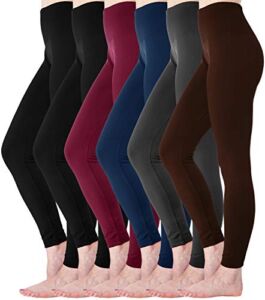 Diravo Fleece Lined Leggings Womens Fashion High Waist Tummy Control Leggings for Women Winter Warm (6-Mixed color01)