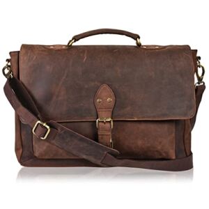 Genuine Vintage Leather Messenger Bag For Office -Handmade Document Briefcase Adjustable Satchel Bags