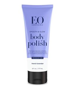 EO Smooth and Glow Body Polish, 6 Ounces, French Lavender, Organic Plant-Based Dual Action Exfoliating Scrub
