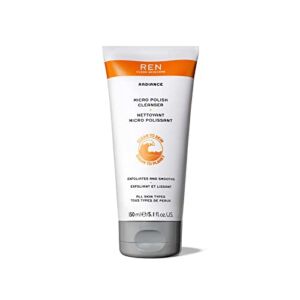 REN Clean Skincare – Micro Polish Cleanser – Gentle Exfoliating Face Wash – Skin Brightening Facial Cleanser and Exfoliator with Glycolic Acid and Amber Beads, 5.1 Fl Oz