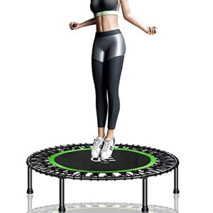 CKE Rebounders 40 Inch Mini Trampoline for Adults Kids, Foldable Mini Fitness Trampoline with Safety Anti-Skid Pads Stable Exercise Trampoline for Kids Men Women Indoor Outdoor Workout (Light Green)